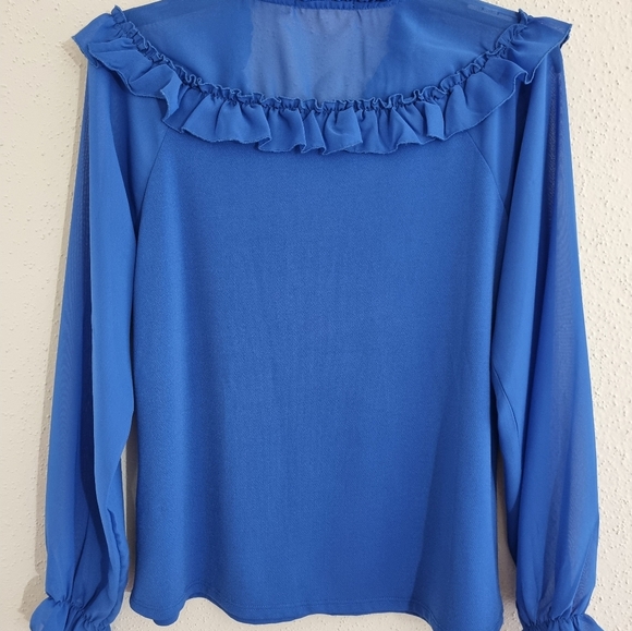 Kaily K Women's Blouse Baby Blue Long Sleeves Size M - Picture 7 of 8